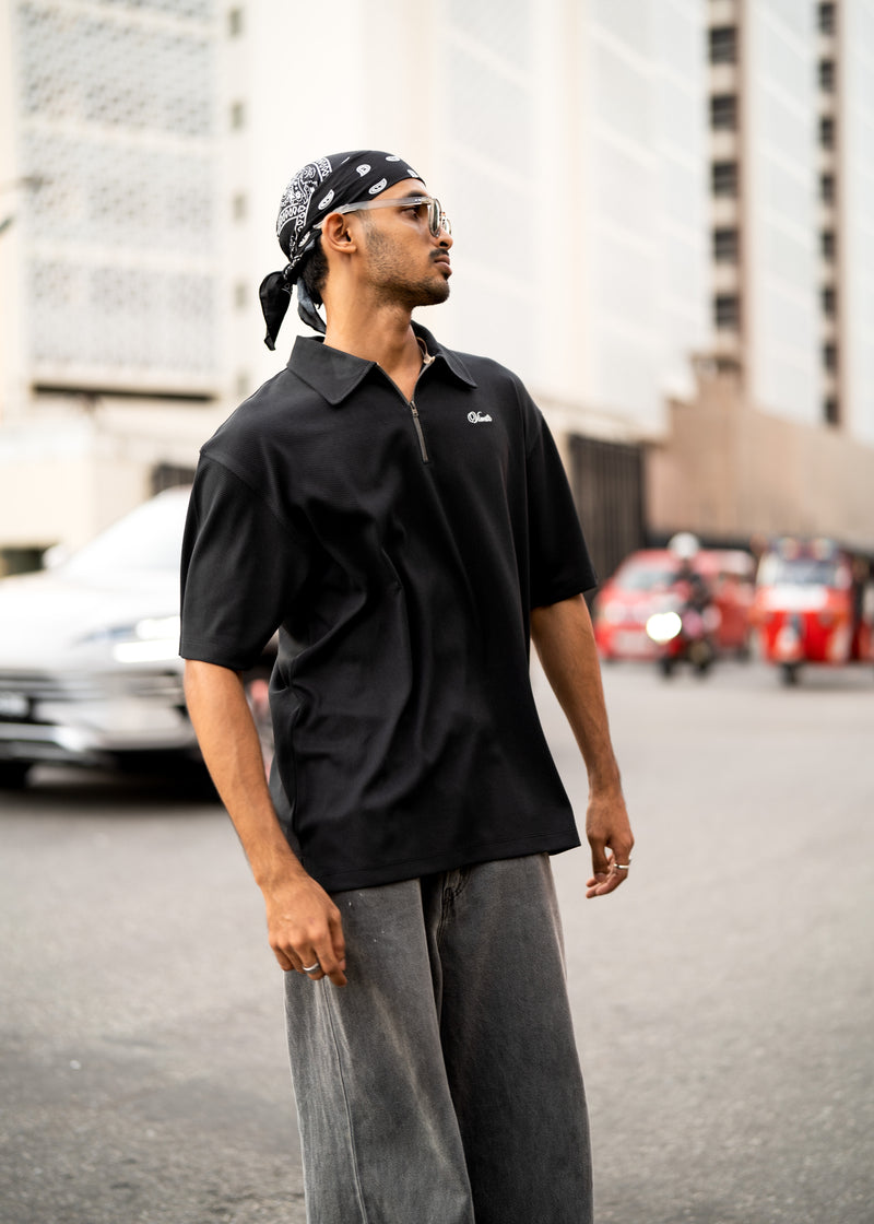 Oversized Zip Polo Tee
