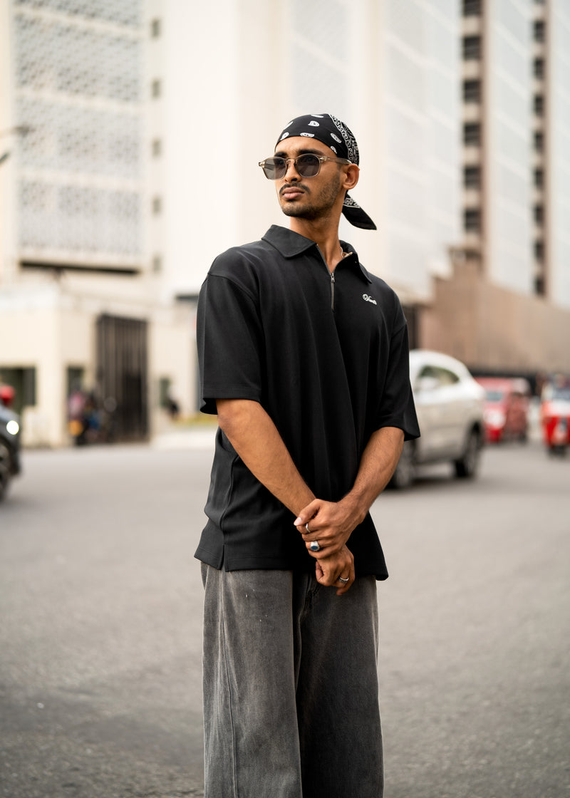 Oversized Zip Polo Tee