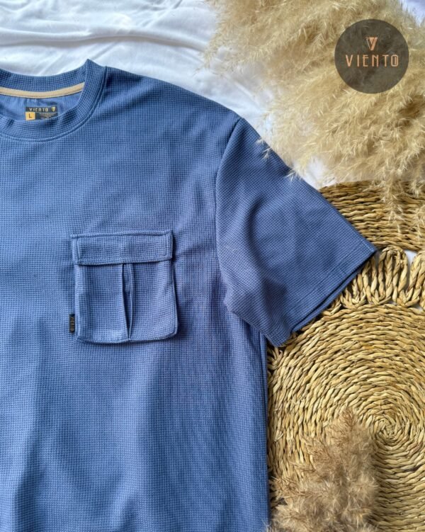 Cargo Pocket T Shirt- Steel Blue - Image 2