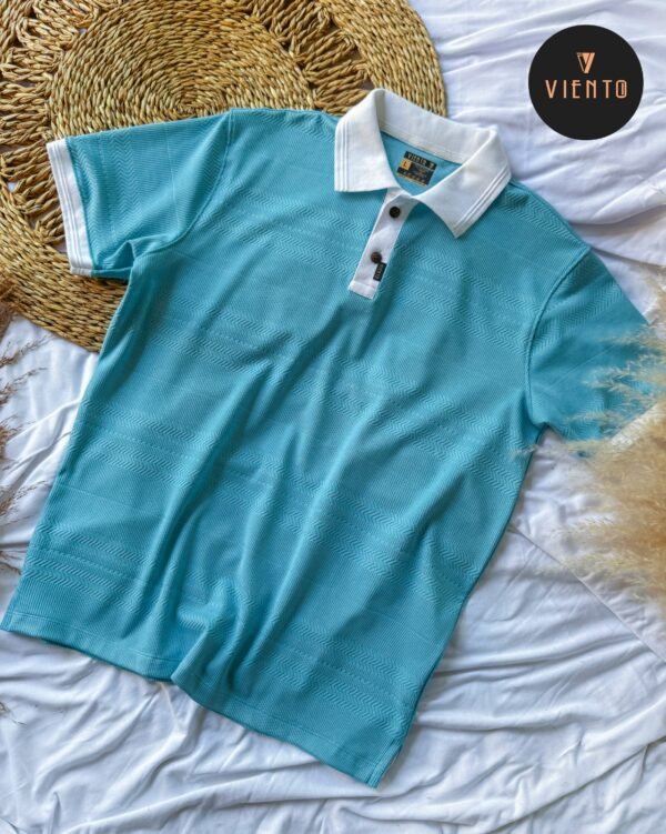 Collar T Shirt- Light Blue