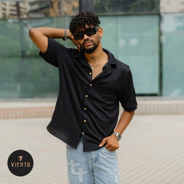 Cuban Collar Shirt – Black