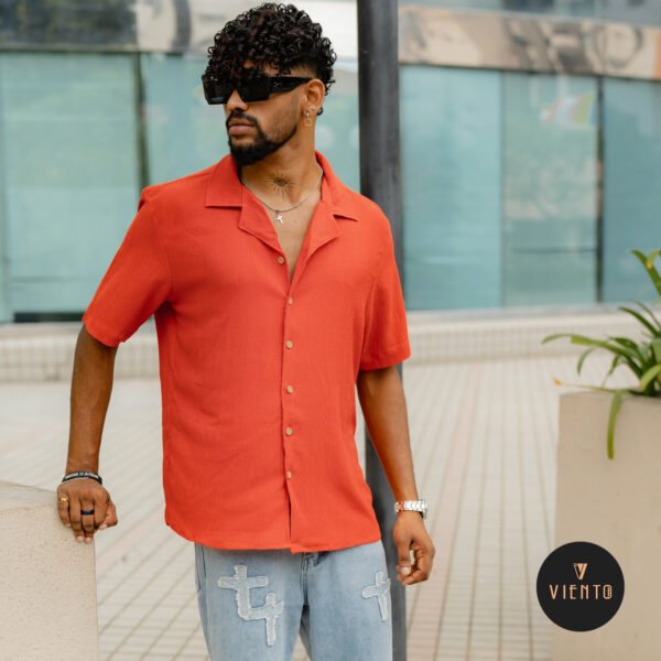 Cuban Collar Shirt – Burnt Orange