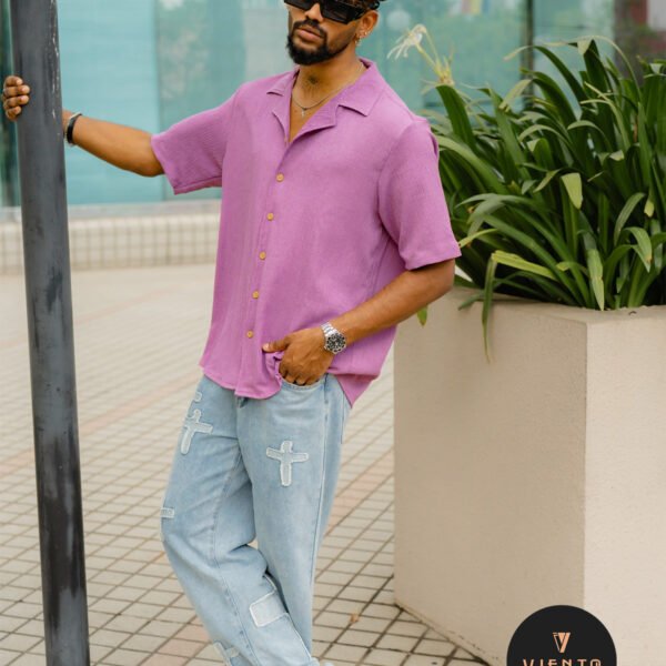 Cuban Collar Shirt – Orchid Purple