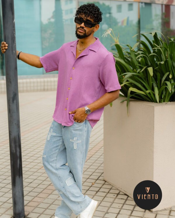 Cuban Collar Shirt – Orchid Purple