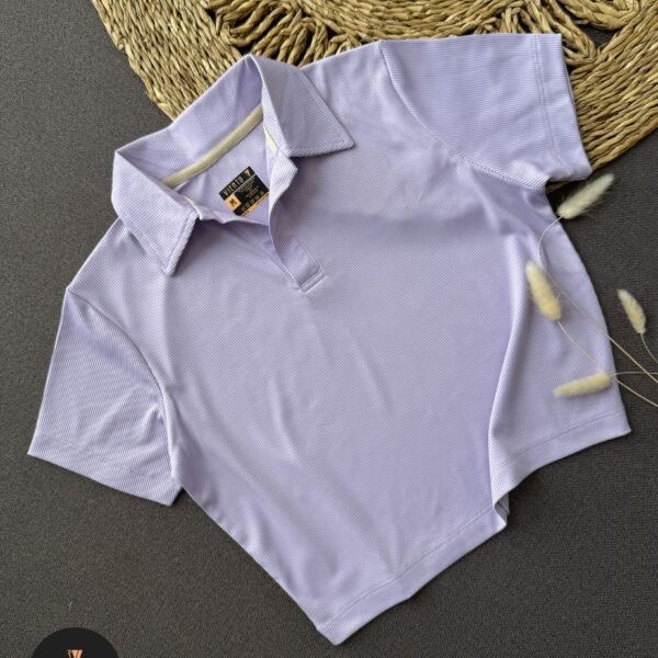 RIB Collar Crop Top- Purple