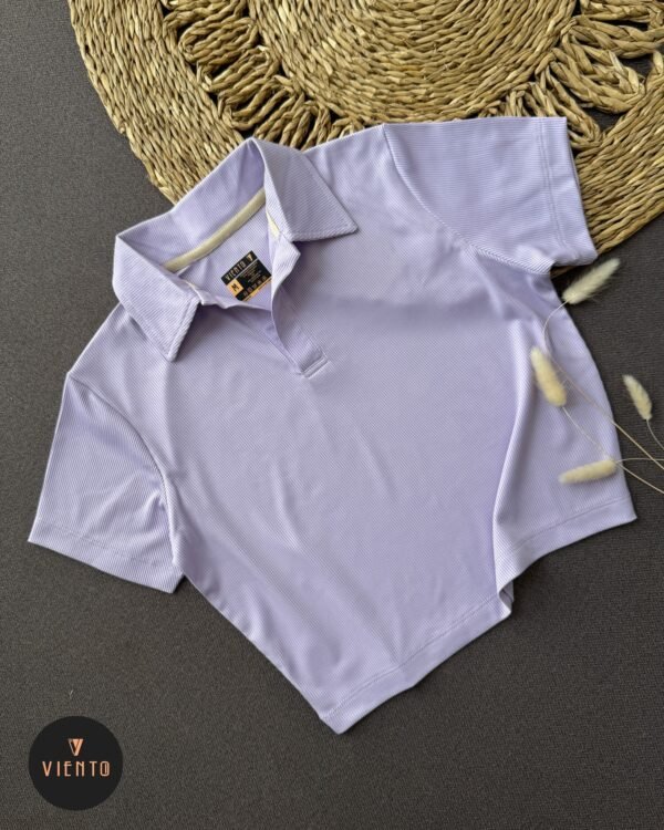 RIB Collar Crop Top- Purple