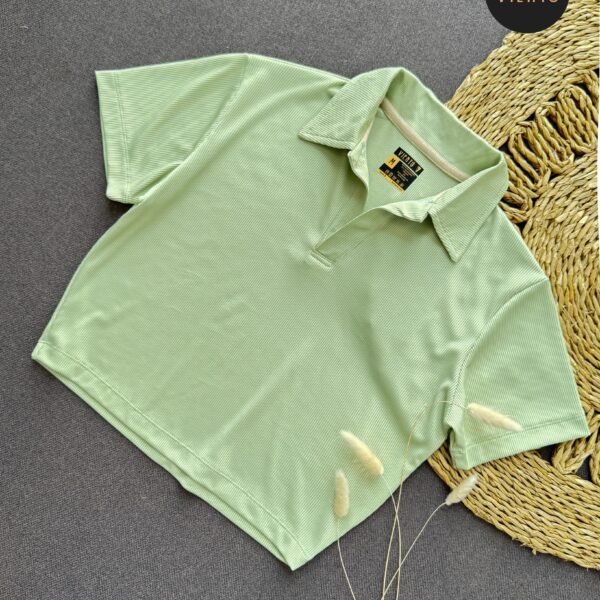 RIB Collar Crop Top- Mint