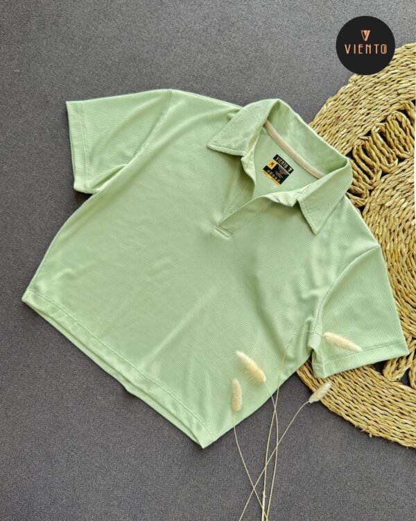 RIB Collar Crop Top- Mint